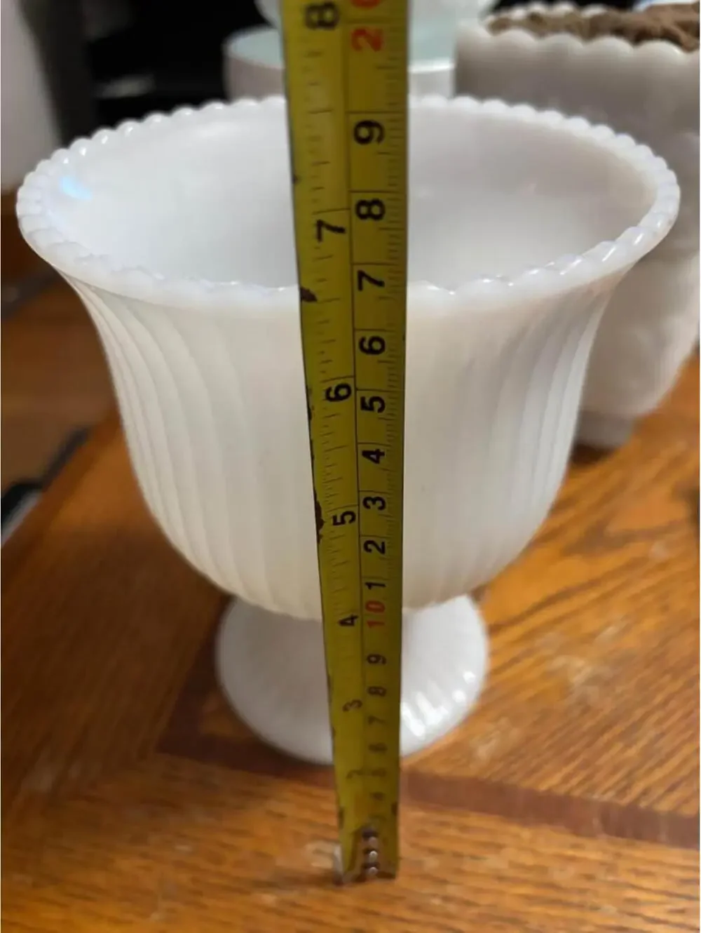 Vintage White Milk Glass Ribbed Vase E. O Brody